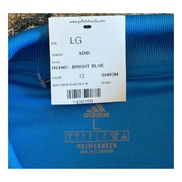 Pebble Beach Golf Men's Performance Polo by Adidas Bright Blue Size L NWT - Picture 4 of 6